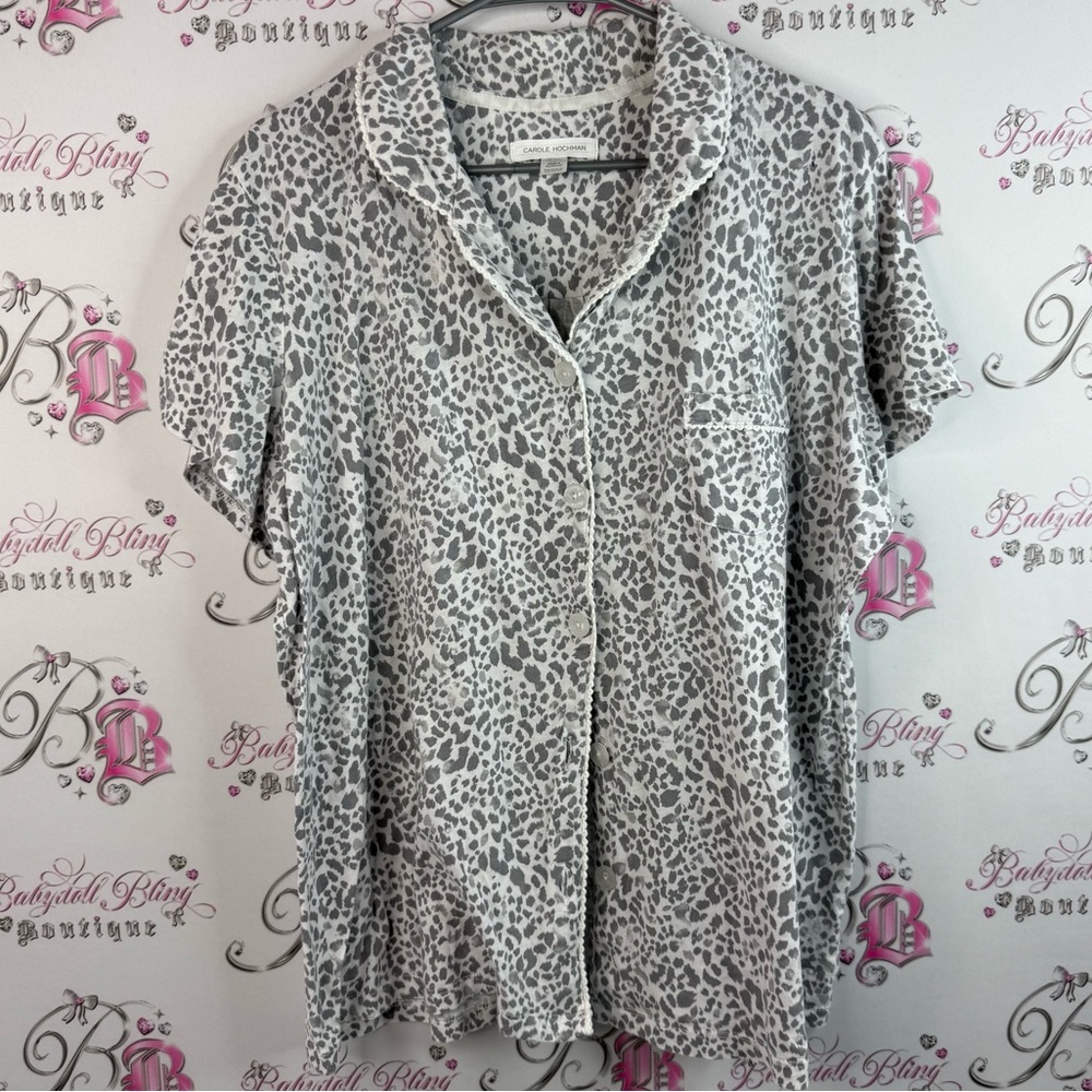 Midnight by Carole Hochman t-shirt, cheetah Gray Leopard Button Down Shirt